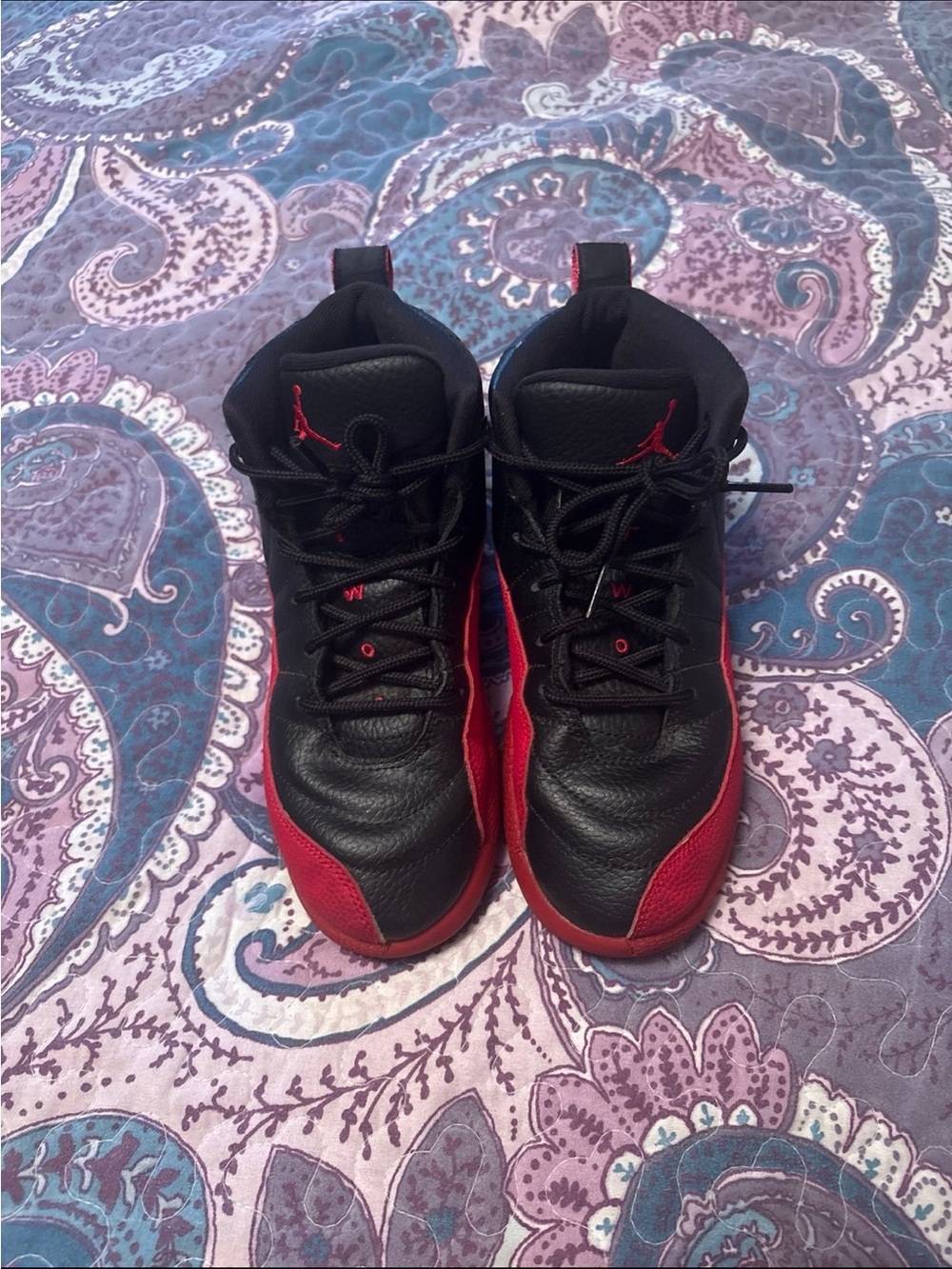 Air Jordan 12 Retro Black and Red High-Top Basketball Sneakers